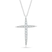 10K White Gold 0.29CTW Diamond Pointed Cross Pendant