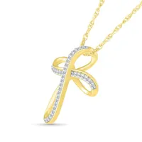 10K Yellow Gold 0.14CTW Diamond Twist Cross Pendant