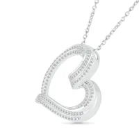 Sterling Silver 0.45CTW Diamond Heart Pendant