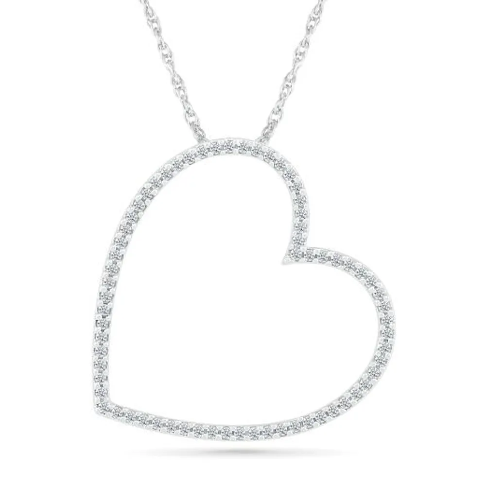 10K White Gold 0.18CTW Diamond Heart Pendant