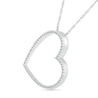 10K White Gold 0.18CTW Diamond Heart Pendant