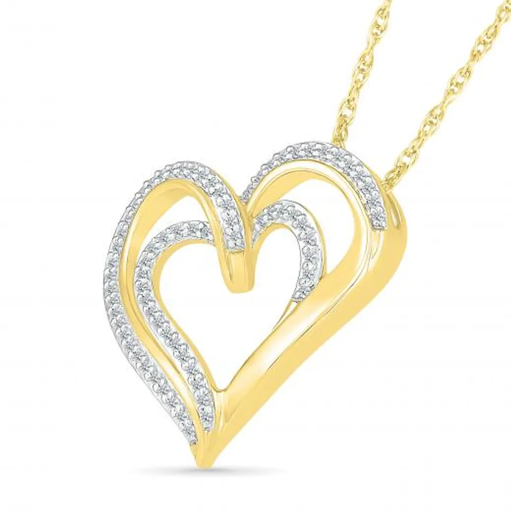 10K Yellow Gold 0.18CTW Diamond Heart Pendant