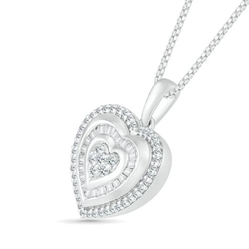 10K White Gold 0.37CTW Diamond Heart Pendant