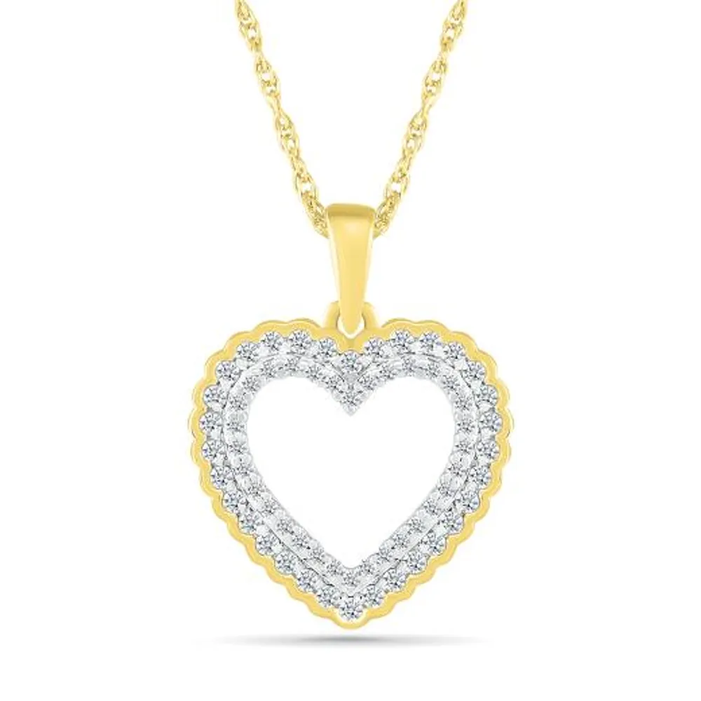 10K Yellow Gold 0.29CTW Diamond Heart Pendant