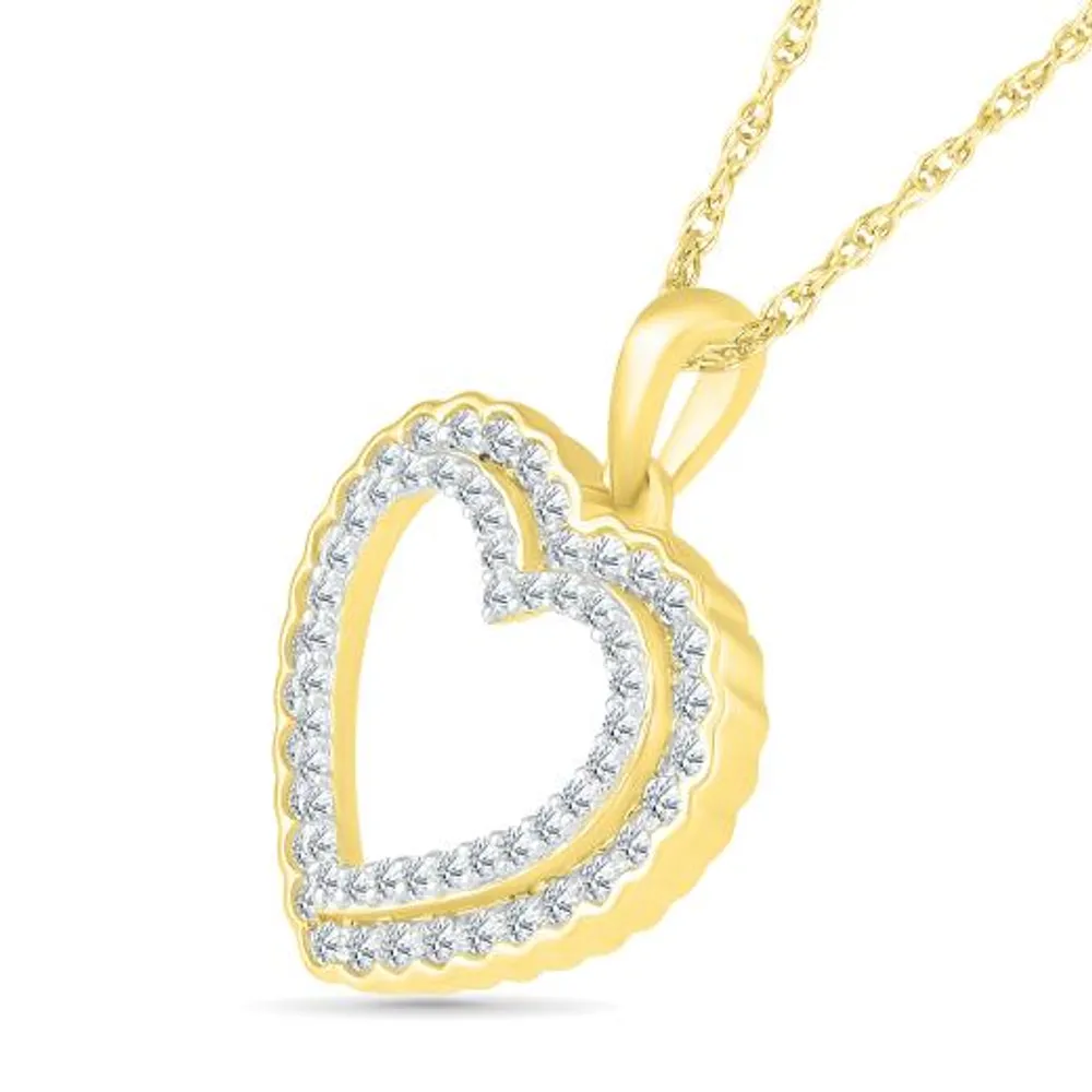 10K Yellow Gold 0.29CTW Diamond Heart Pendant