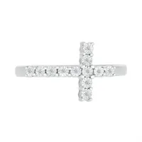 Sterling Silver & Diamond Cross Ring