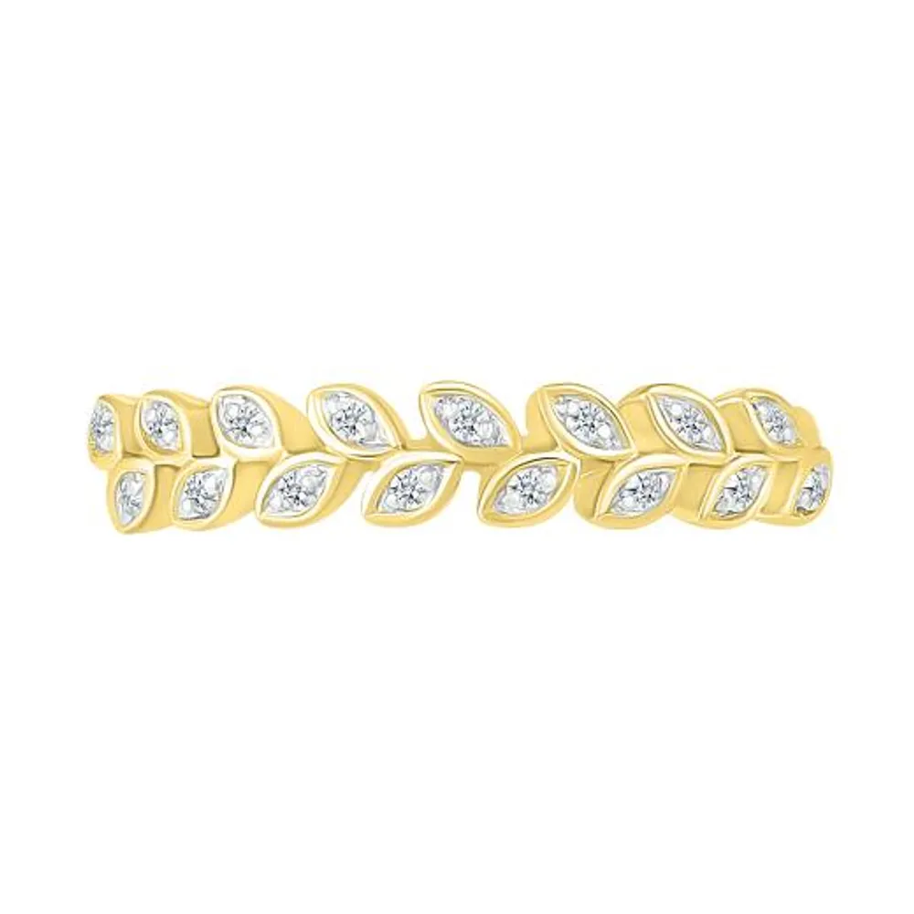 10K Yellow Gold & Diamond Leaf Ring