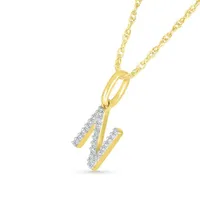 10K Yellow Gold & Diamond "N" Initial Pendant