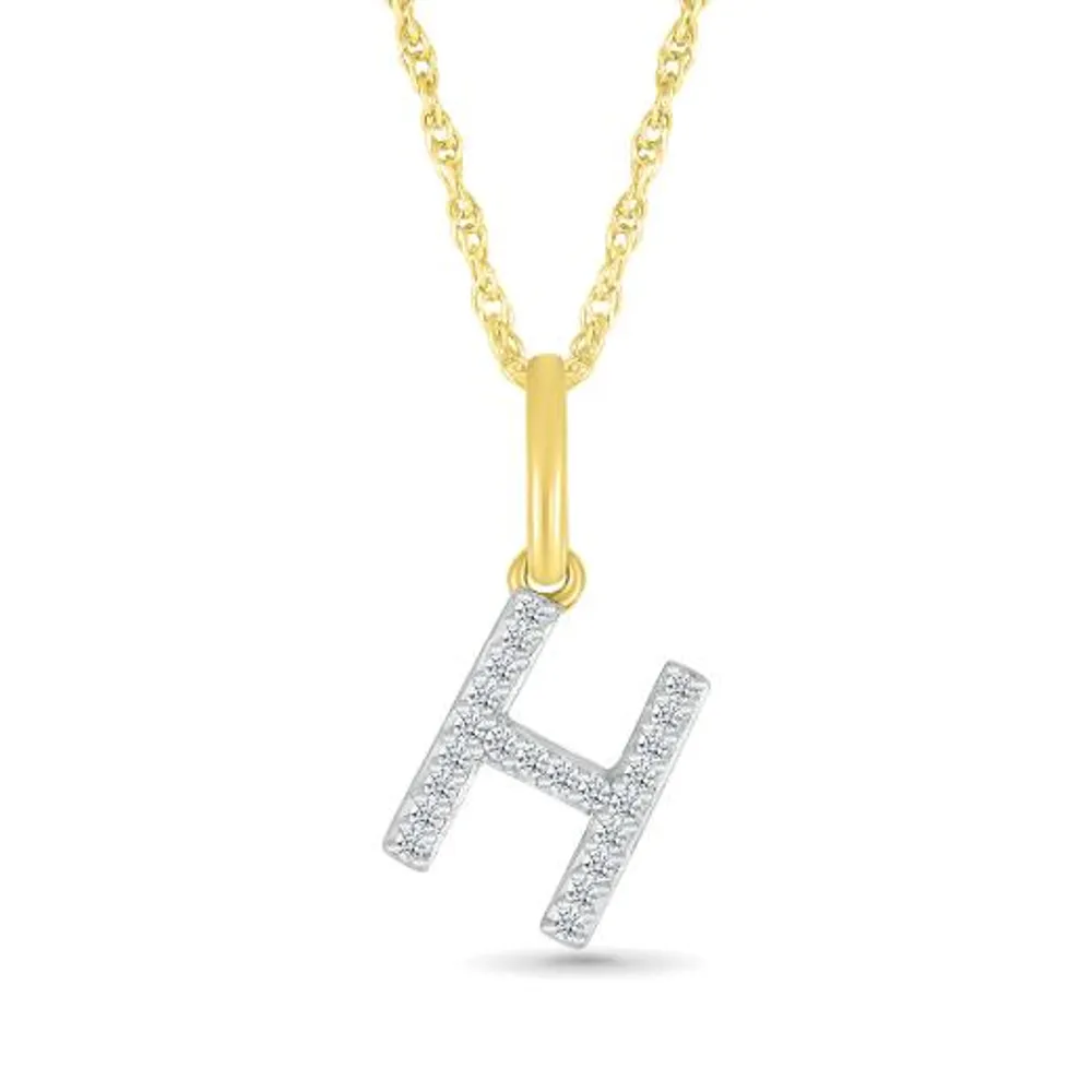 10K Yellow Gold & Diamond "H" Initial Pendant