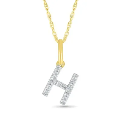 10K Yellow Gold & Diamond "H" Initial Pendant