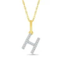 10K Yellow Gold & Diamond "H" Initial Pendant