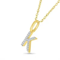 10K Yellow Gold & Diamond "K" Initial Pendant