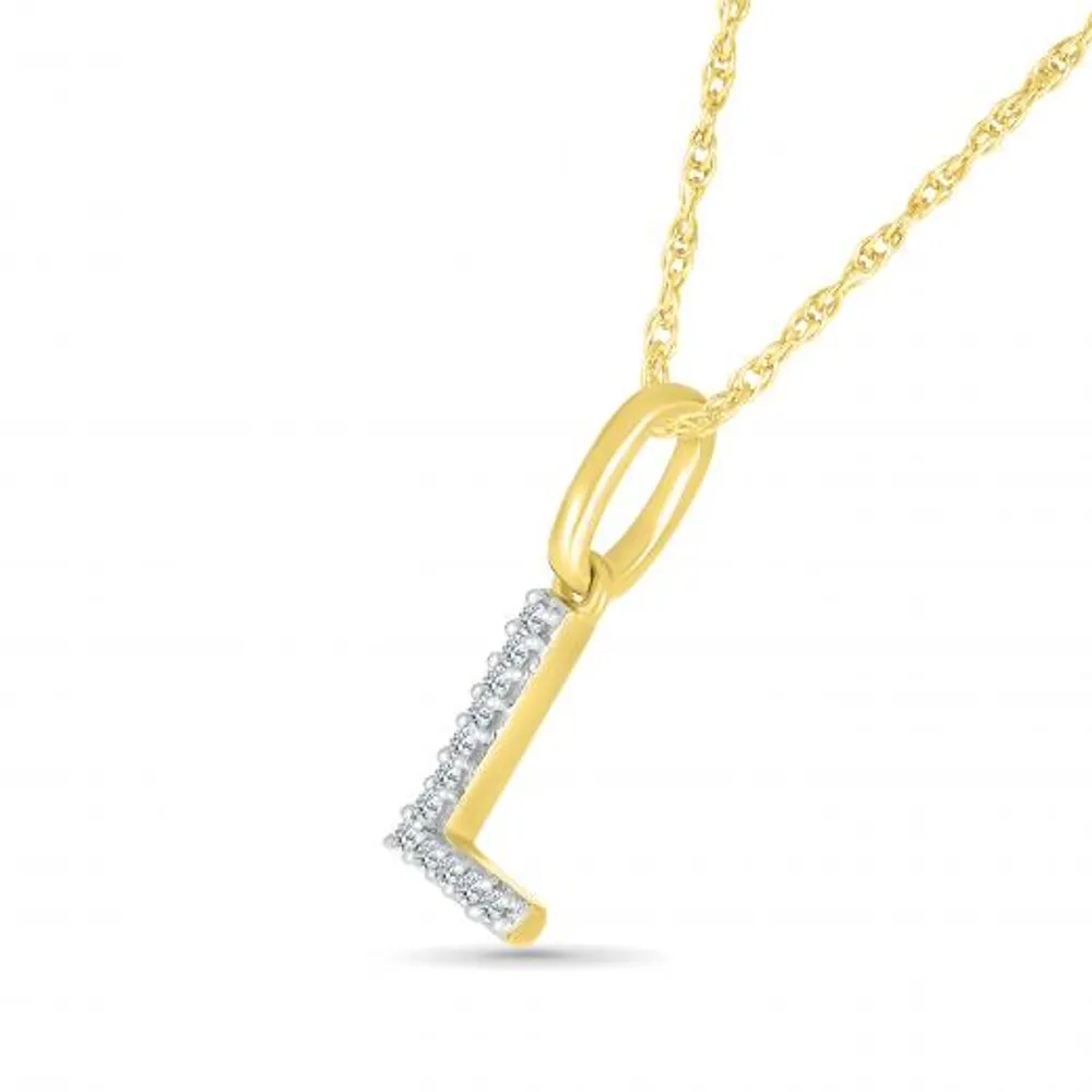 10K Yellow Gold & Diamond "L" Initial Pendant