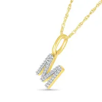 10K Yellow Gold & Diamond "M" Initial Pendant