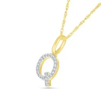 10K Yellow Gold & Diamond "Q" Initial Pendant