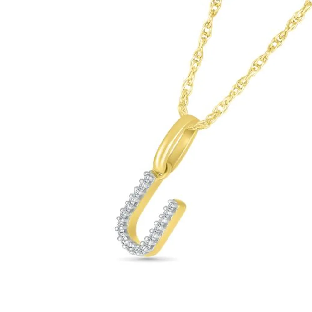 10K Yellow Gold & Diamond "U" Initial Pendant