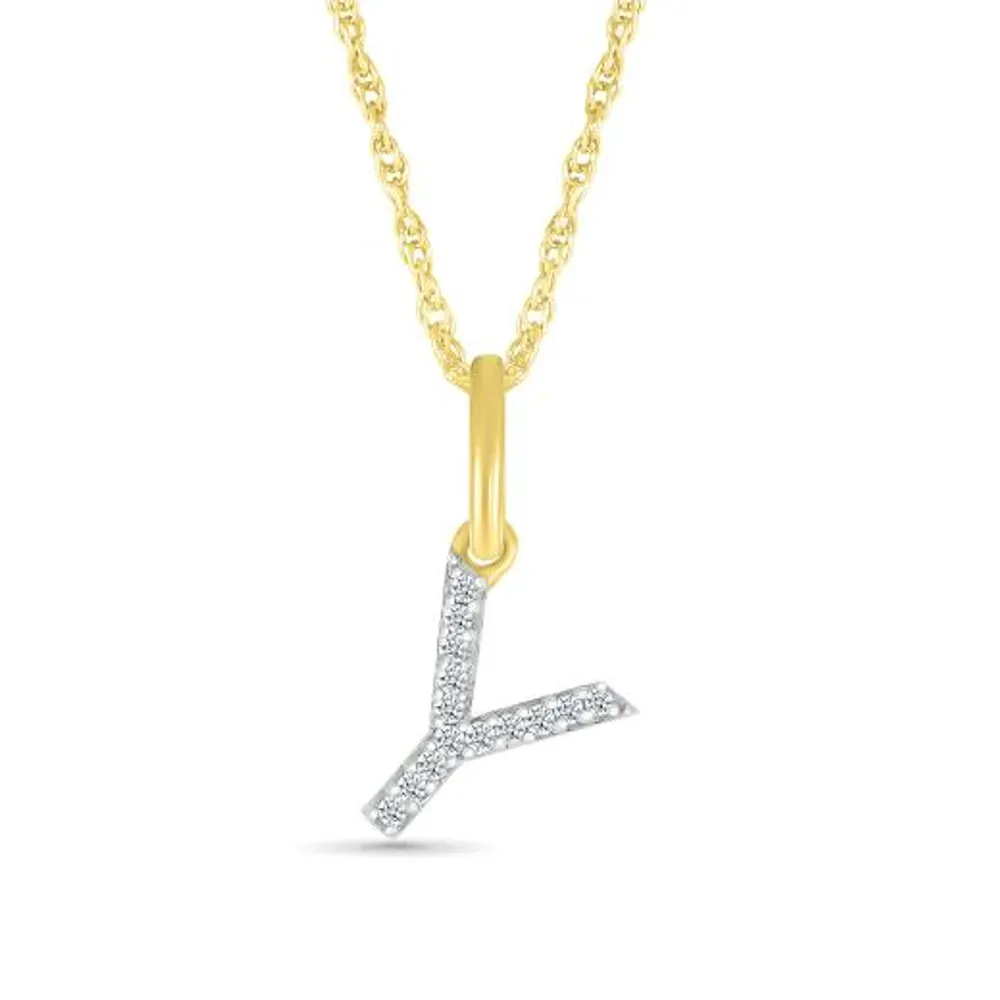 10K Yellow Gold & Diamond "Y" Initial Pendant