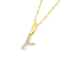 10K Yellow Gold & Diamond "Y" Initial Pendant