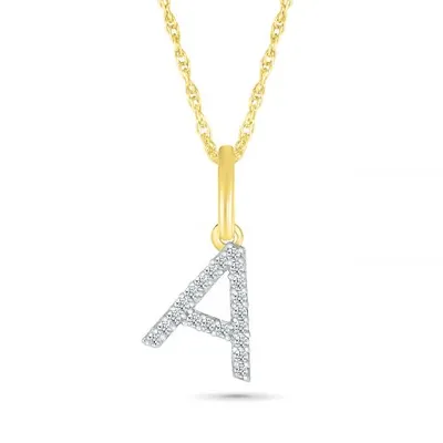 10K Yellow Gold & Diamond "A" Initial Pendant