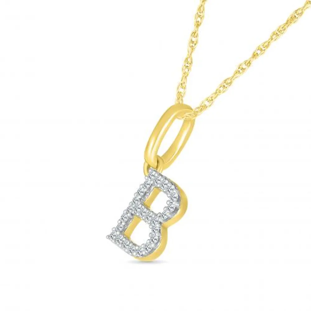 10K Yellow Gold & Diamond "B" Initial Pendant