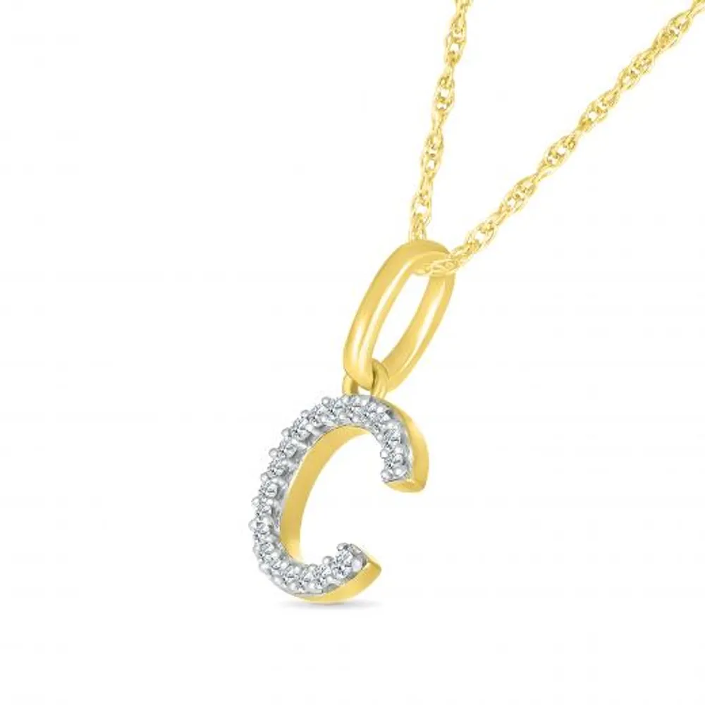 10K Yellow Gold & Diamond "C" Initial Pendant