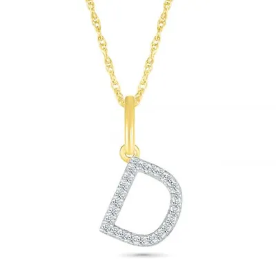 10K Yellow Gold & Diamond "D" Initial Pendant