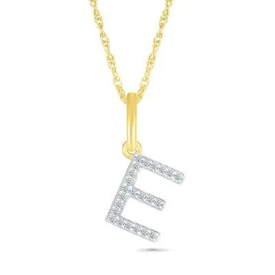 10K yellow Gold & Diamond "E" Initial Pendant