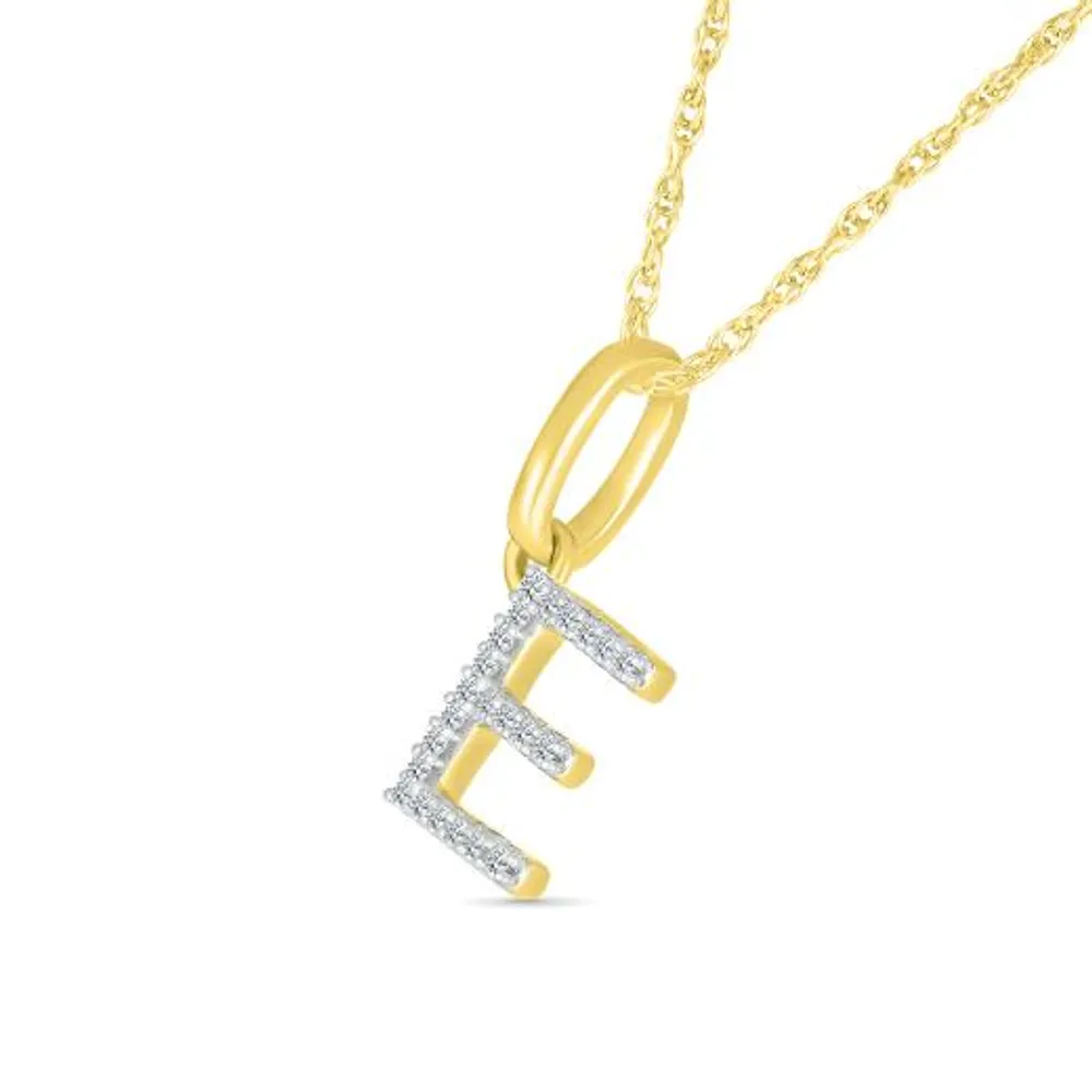 10K yellow Gold & Diamond "E" Initial Pendant