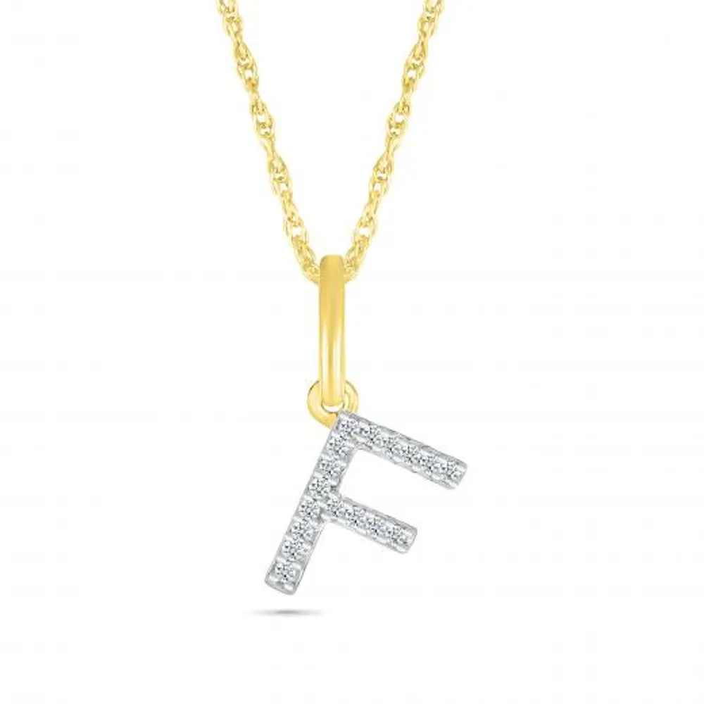 10K Yellow Gold & Diamond "F" Initial Pendant