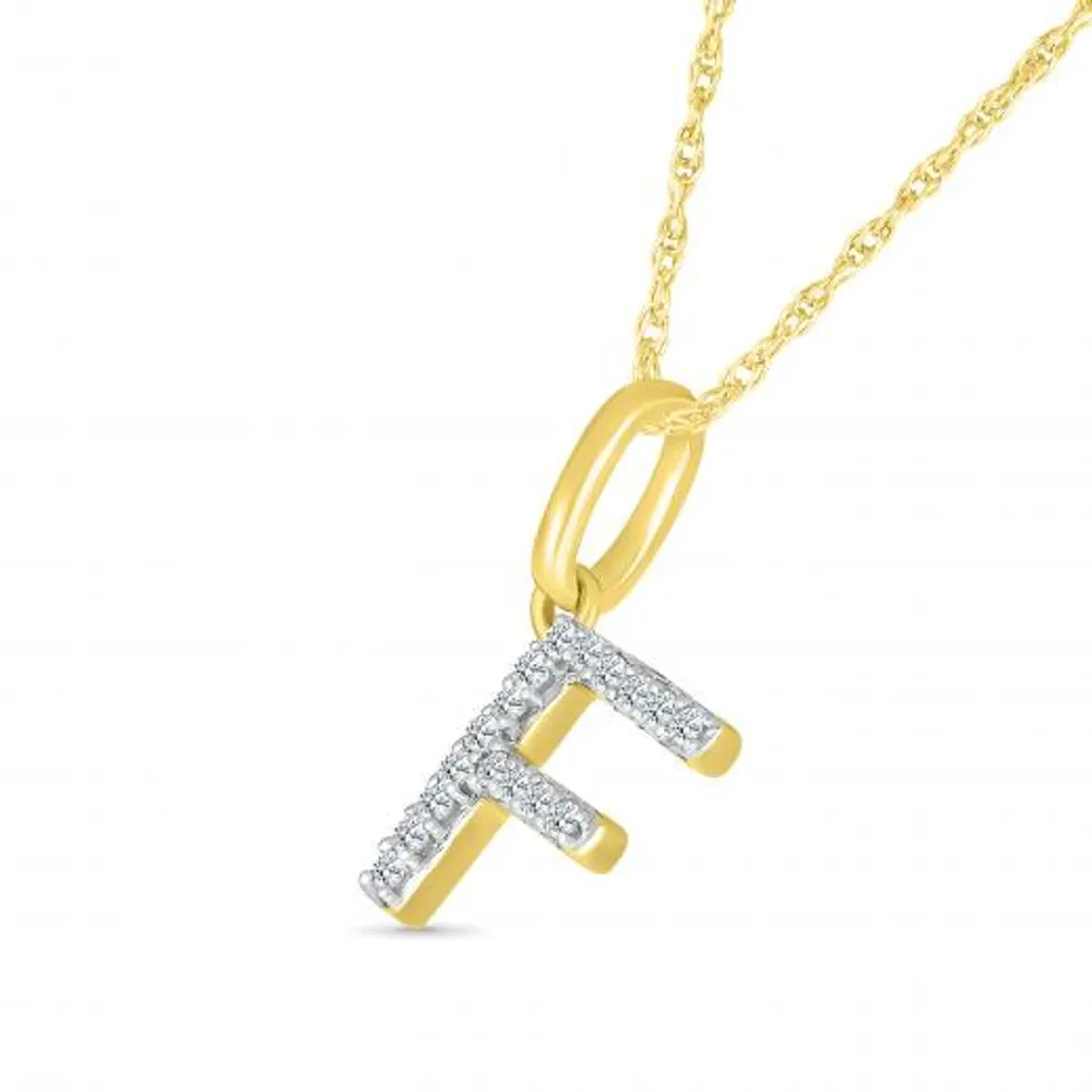 10K Yellow Gold & Diamond "F" Initial Pendant