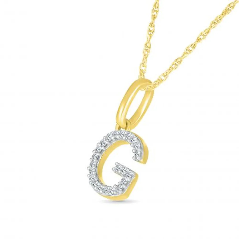 10K Yellow Gold & Diamond "G" Initial Pendant