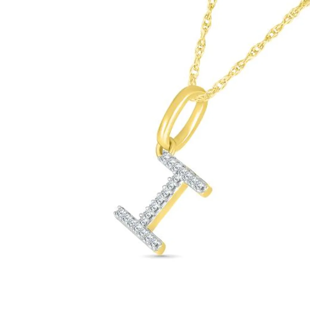 10K Yellow Gold & Diamond "I" Initial Pendant