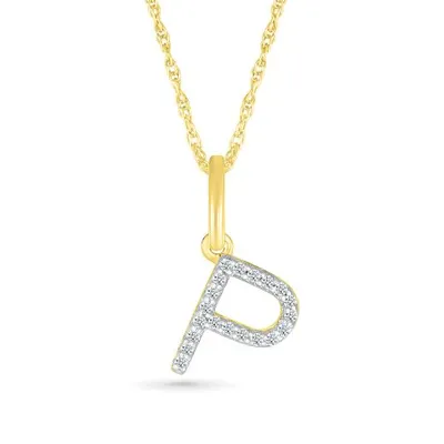 10K Yellow Gold & Diamond "P" Initial Pendant