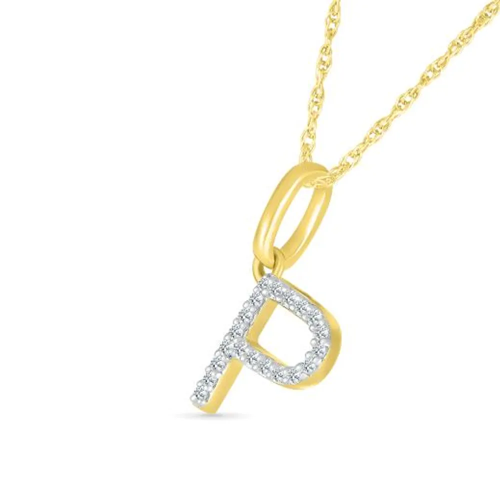 10K Yellow Gold & Diamond "P" Initial Pendant