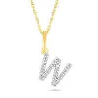 10K Yellow Gold & Diamond "W" Initial Pendant