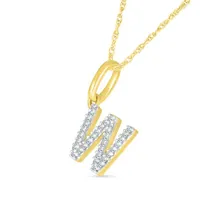 10K Yellow Gold & Diamond "W" Initial Pendant