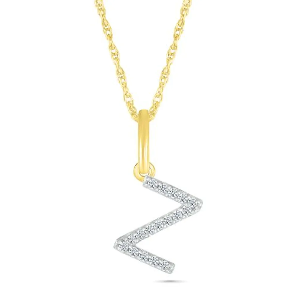 10K Yellow Gold & Diamond "Z" Initial Pendant