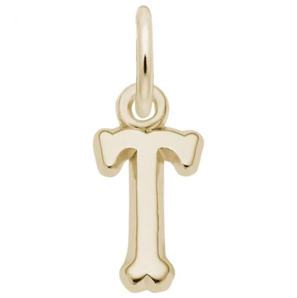 10K Yellow Gold Initial T Pendant