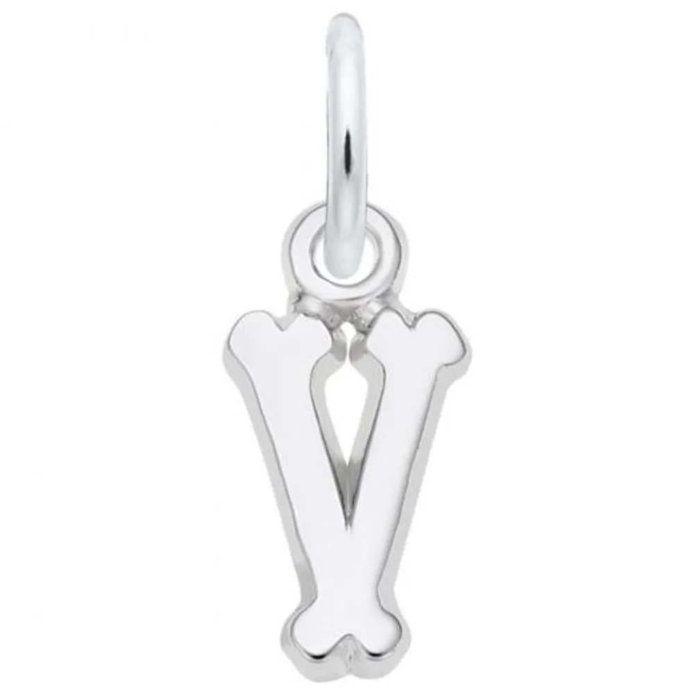 Sterling Silver Initial V Pendant