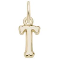 Sterling Silver Yellow Gold Plated Initial T Pendant