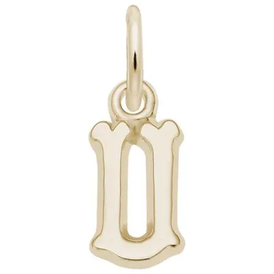 Sterling Silver Yellow Gold Plated Initial U Pendant