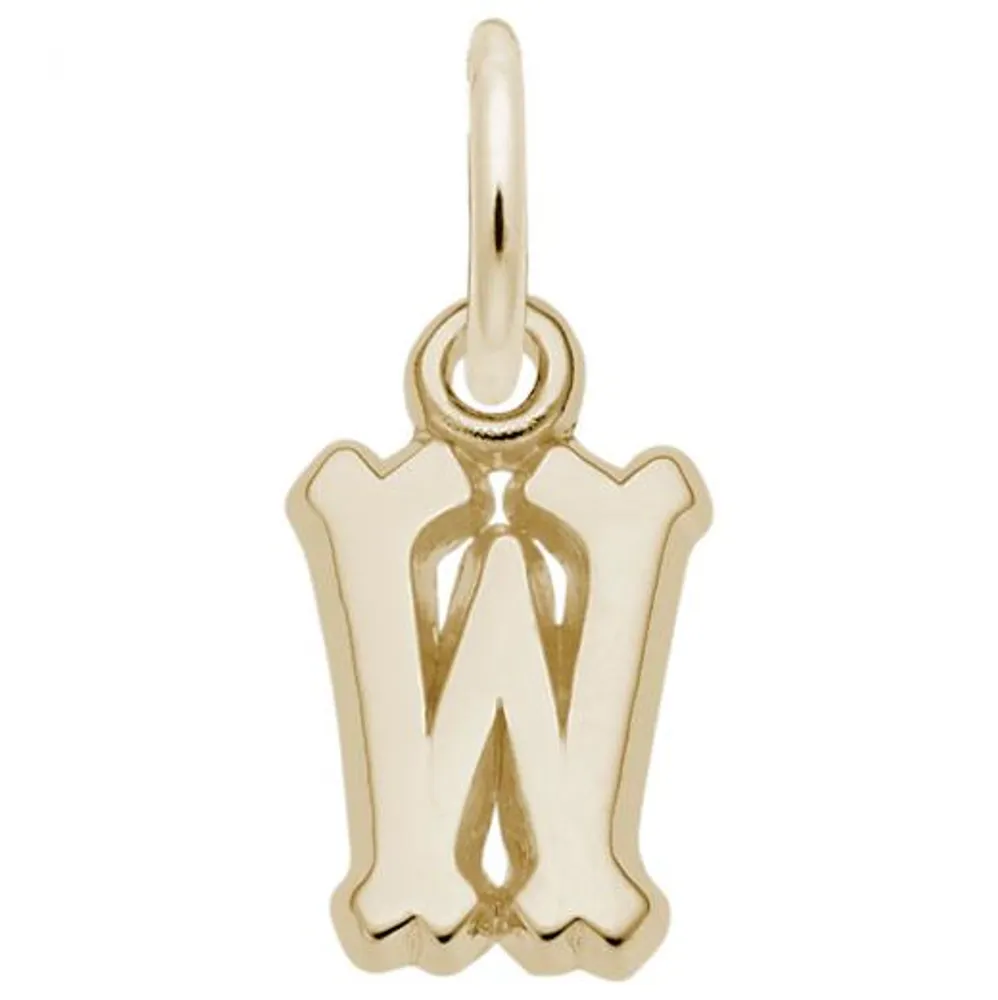 Sterling Silver Yellow Gold Plated Initial W Pendant