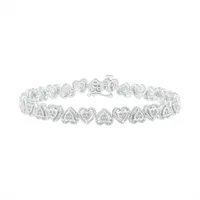 Sterling Silver 0.95CTW Diamond Heart Bracelet