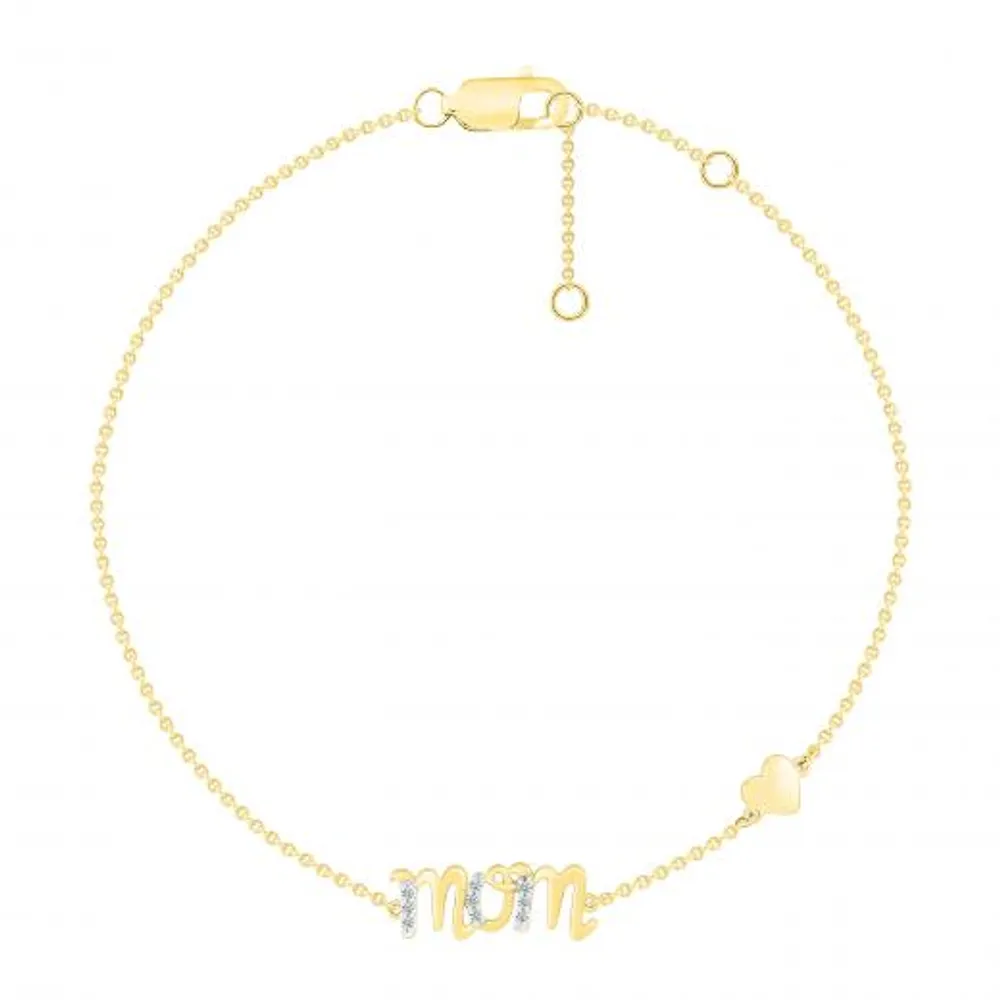 10K Yellow Gold Diamond Mom Bracelet