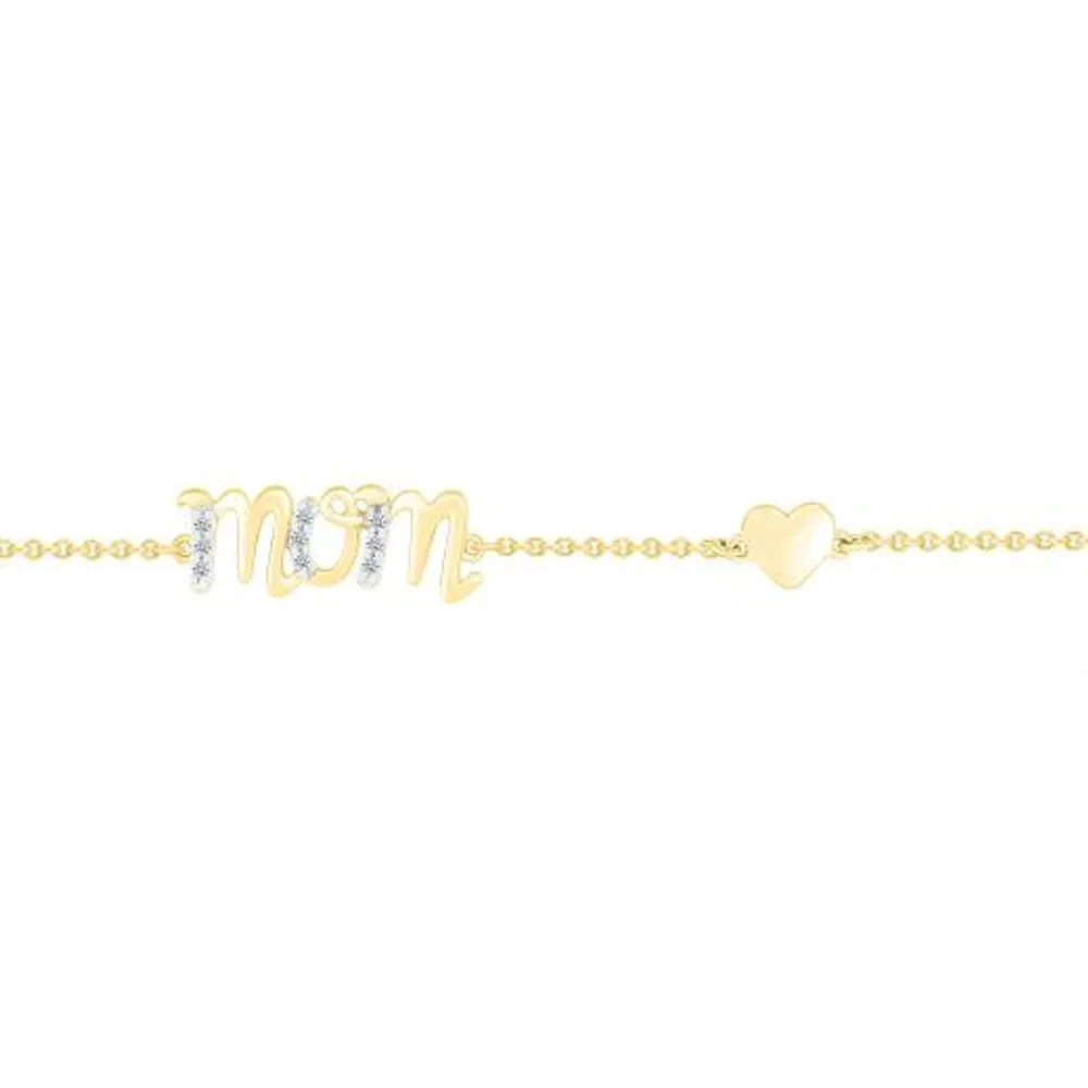 10K Yellow Gold Diamond Mom Bracelet