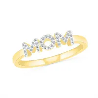 10K Yellow Gold Diamond Mom Ring