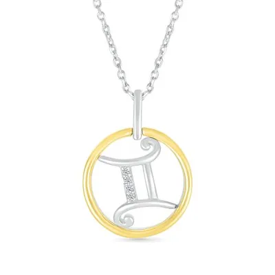 Sterling Silver 10K Yellow Gold Gemini Diamond Pendant