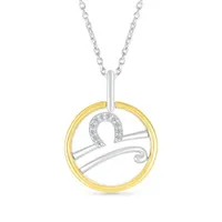 Sterling Silver 10K Yellow Gold Libra Diamond Pendant