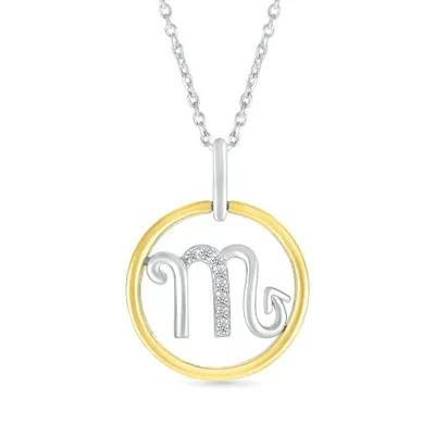 Sterling Silver 10K Yellow Gold Scorpio Diamond Pendant