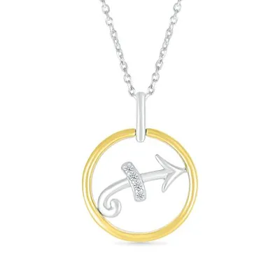 Sterling Silver 10K Gold Sagittarius Diamond Pendant